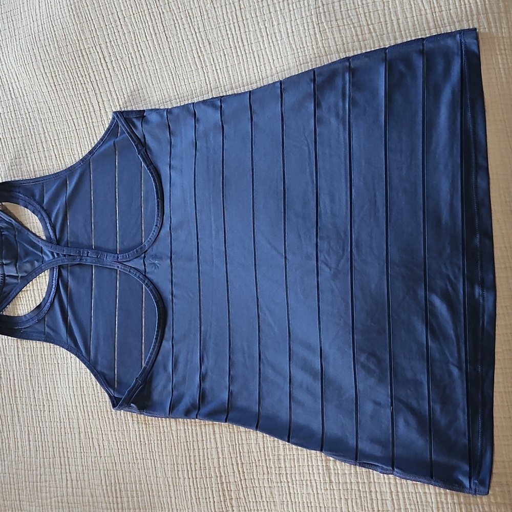 Athleta Navy Striped Racerback Tank Top - Picture 3 of 4